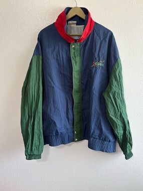Vintage 7-Eleven Jacket Mens XXXL Multicolor Nylon Windbreaker USA 90s Crest